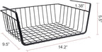 Undershelf Storage Basket Under Shelf Wire Basket Household Metal Under Shelf Hanging Storage Bin Basket Slides Under Shelves for Storage Space Saving for Kitchen Pantry Bookshelf (Medium, 2 PCS)