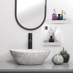 Z metnal Small Glass Bathroom Shelves, White Floating Wall Shelf, Mini Wall Mounted (White Clear Glass, 8 inch/20cm)
