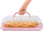 Cake Carrier with Lid, Cake Holder Cupcake Container for 12 Cupcakes 2 in 1 Portable Dessert Container for Pie Muffin Cobbler (Pink)