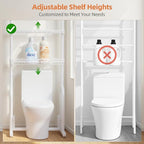 EAGMAK Over The Toilet Storage Rack, 4-Tier Bathroom Organizer with Adjustable Shelves & Basket, Rust-Resistant Metal Over Toilet Shelf for Small Bathroom Space Saving, White