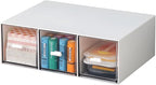 Desktop Drawers, Desk Organizer with 3 Drawers, Stackable Plastic Storage Box for Home Collection, Cosmetics, Jewelry, Office Supplies (1 Tall Layer, White)