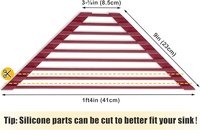 Tomorotec Small Triangle Roll-Up Dish Drying Rack with Silicone Coating Stainless Steel Frame for Sink Corners, Multipurpose Over-The-Sink Kitchen Drainer & Organizer for Space-Saving Storage-Wine red