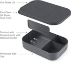 Bentgo® Modern Tray with Matte Lid - Reusable, BPA-Free, Meal Prep Containers for Adults with Removable Divider - 3 or 4 Compartments for Healthy Portioned Meals At Home & On the Go (Dark Gray)