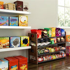 Stackable 2-Tier Can Organizer for Pantry, Space-Saving Pantry Organizer Holds up to 64 Canned Goods, Sturdy Black Shelf for Soup & Food Storage