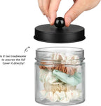SheeChung Bathroom Organizers and Storage - 1Pack Qtip Holders Bathroom Canister Apothecary Jars for Cotton Swabs, Rounds, Balls, Qtips,Makeup Sponges, Flossers,Bath Salts - Black