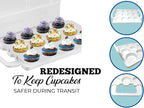 Cupcake Carrier, Cupcake Holder | Premium Upgraded Model Holds Cupcakes Steadier | Store up to 36 Cupcakes or Muffins | Stacking Cupcake Storage Container | Use 1,2, or 3 Tiers (White)