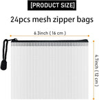 D-KINGCHY 24Pcs Zipper Storage Bags, Plastic Mesh Zippered Pouch for Organization, Waterproof Versatile Bags for Office Supplies School Travel