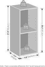 Furinno Reed 2-Tier Closet Organizers and Storage, Closet Organizer, Open Shelf Closet Storage, for Wardrobe, Bedroom, Living Room, 10-Inch Width, Blackwood