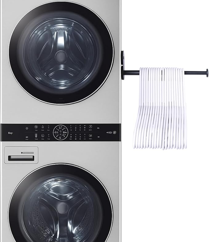 Extendable Magnetic Hanger Holder for Laundry Room, Clothes Hanger Orangizer Rack for Side of Washer or Dryer, Space Saving Laundry Storage, Black, Pack of 1