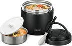Itslife 32oz Insulated Soup Thermos, Vacuum Stainless Steel Food Jar for Hot & Cold Food, Leakproof Wide Mouth Lunch Container with Spoon, Black