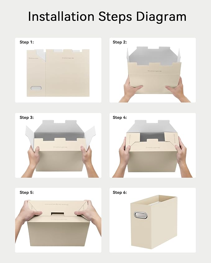 Oterri Cardboard File Organizer Box for Hanging File Folders Letter Size,File Box for Computer Desk,File Cabinet,Working Home,Office,Classroom (Beige, Letter Size - 8 Packs)