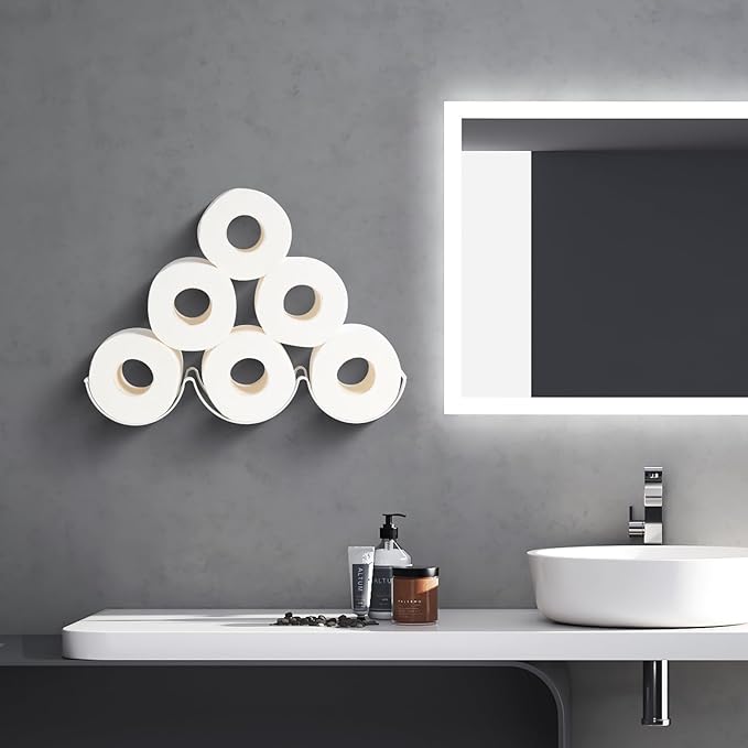 Wall Toilet Paper Holder for Extra 6 Rolls, Iron Wall Mount Toilet Roll Holder, Cloud Floating Toilet Paper Storage Rack, Metal Paper Roll Towel Holder Bathroom Decor Tissue Holder Shelf