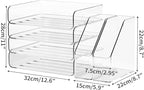 4-Tier Horizontal Acrylic Paper Tray Organizer with Bookends | Clear Stackable Desk Organizer for Documents, Letters, A4 Paper | Modern Office/Classroom/Home Organization