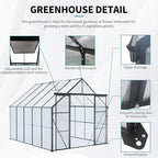 Double Sliding Door Polycarbonate Greenhouse with Rain Gutter and Roof Vent, Raised Base and Anchor Aluminum Heavy Duty Walk-in Green House, Outdoor Patio Sunroom (Black, 121.25*94.5*89.5in)