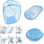 RZJZGZ Foldable Pop-Up Mesh Laundry Hamper with Side Pocket Clothes Laundry Basket Storage Bag with Carry Handles for Dirty Clothes (2 Pack)