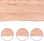 vidaXL Light Brown Bathroom Countertop - Solid Oak Wood with Varnish Finish, Handmade with Live Edge, Versatile Use & Durable Construction(31.5"x15.7"x(0.8"-2.4"))