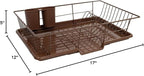Sweet Home Collection Space-Saving 3-Piece Dish Drainer Rack Set: Efficient Kitchen Organizer for Quick Drying and Storage - Includes Cutlery Holder and Drainboard - Maximize Countertop Space, Bronze