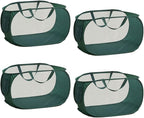 4 Piece Popup Mesh Laundry Basket Durable Handles Collapsible Laundry Baskets Folding Clothes Pastic Hamper for Laundry Room College Dorm (Green)