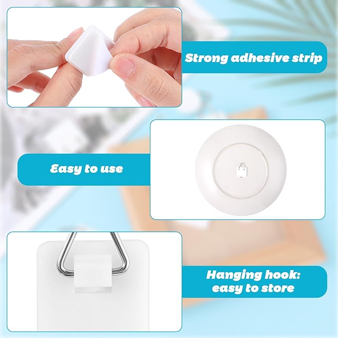 20Pcs Invisible Adhesive Plate Hanger, 1.25 Inch Vertical Plate Holders for The Wall, Adhesive Picture Hanger, Wall Plate Hanger Display Holder, Hanging Hooks for Decorative Plates and Wall Art