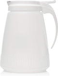[1 PACK] EcoQuality 48oz Plastic Syrup Dispenser with Plastic Lid and Stainless Steel Slide Cover - Syrup, Sugar, Honey Dispenser - Perfect for Diners, Restaurants, Home, Office, Disposable (48 Ounce)