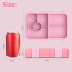 Bento Lunch Box for Kids, 6 Compartments BPA Free, Dishwasher Safe Back to School Snack Bento Lunch Containers Boxes, Ideal Portion Sizes for On-the-Go Meal, Ages 3+, School, Pink