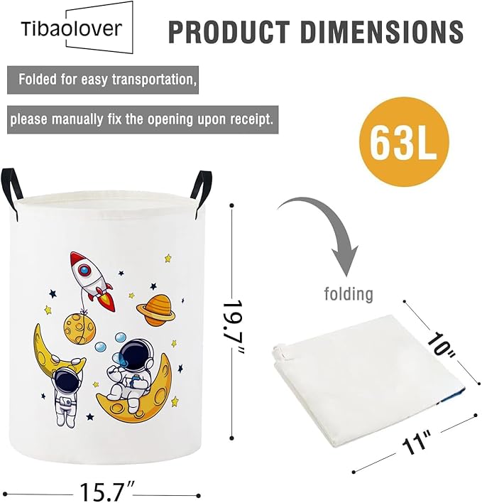 Baby Laundry Basket Baby Nursery Hamper Kids Laundry Basket Toy Storage Bin for Boys Room Decor Gift Baskets for Bedroom Bathroom(Astronaut)