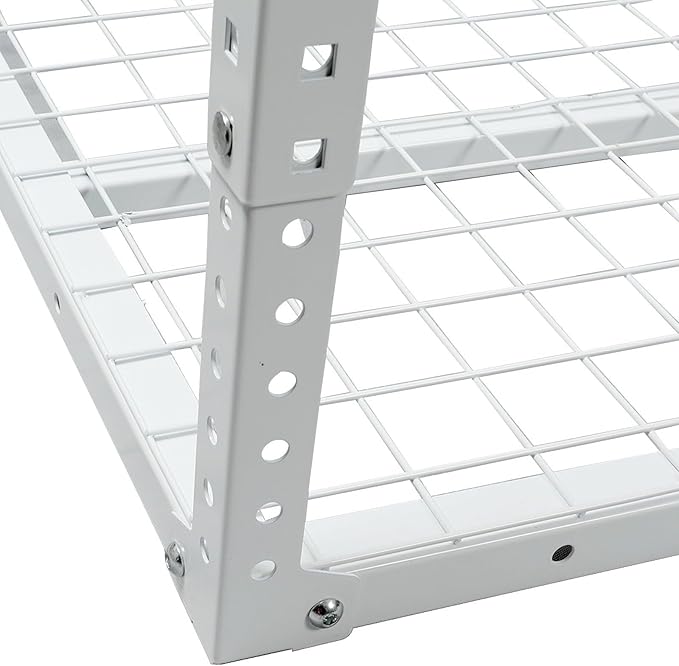 2x8FT Overhead Garage Storage Rack, Adjustable Ceiling Mounted Heavy Duty Metal Organization System, 22-40 Inch Height Dropdown, 450lbs Capacity, White