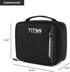 Titan by Arctic Zone Fridge Cold Lunch Box with 2 Gel Ice Packs, Small Insulated Cooler Bag with Leak Proof Lining for School and Work, Black Ice