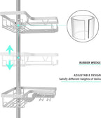 KEGII Corner Shower Caddy Tension Pole - 4-Tier Rustproof Bathroom Organizer, Floor to Ceiling Shower Caddy 25-114.2 inch, No Drilling Shower Storage Rack for Shampoo, Towels (Matte White) | Rustproof, Bathroom Organizer, Shower Storage Rack, for Shamp...