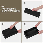 DIMJ Drawer Organizers - Set of 4 Foldable Closet Dividers for Baby Clothes, Socks, Belt, Tie (Black)
