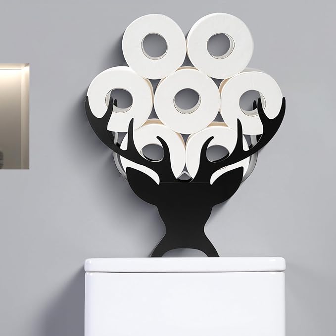 Antler Animal Decorative Toilet Paper Holder Stand,Metal FreeStanding Toilet Paper Holder for 8 Roll,Toliet Paper Roll Storage Organizer,Bathroom Farmhouse Decor Floor Accessories Rack