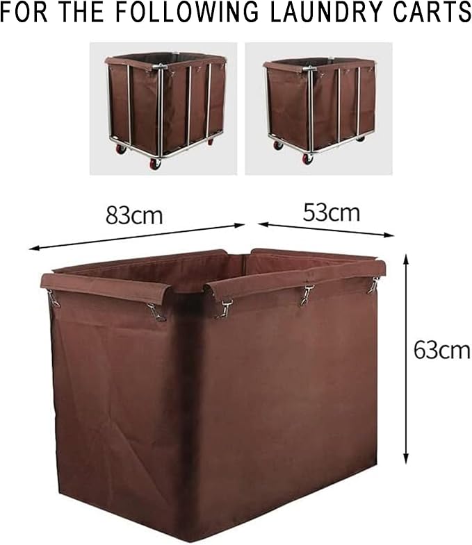 400L Commercial Laundry Cart Replacement Liner Bags,Removable Waterproof Liner for Cleaning/Utility Cart (Brown B)