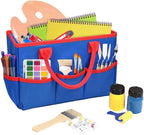 ZKOO Art Organizer Desktop Craft Storage Tote Bag Storage Craft Bag Organizer for Crafts, Sewing, Paper, Art, Canvas, Supplies Storage Organization with Handles for Travel or Daily Use (Blue, Small)