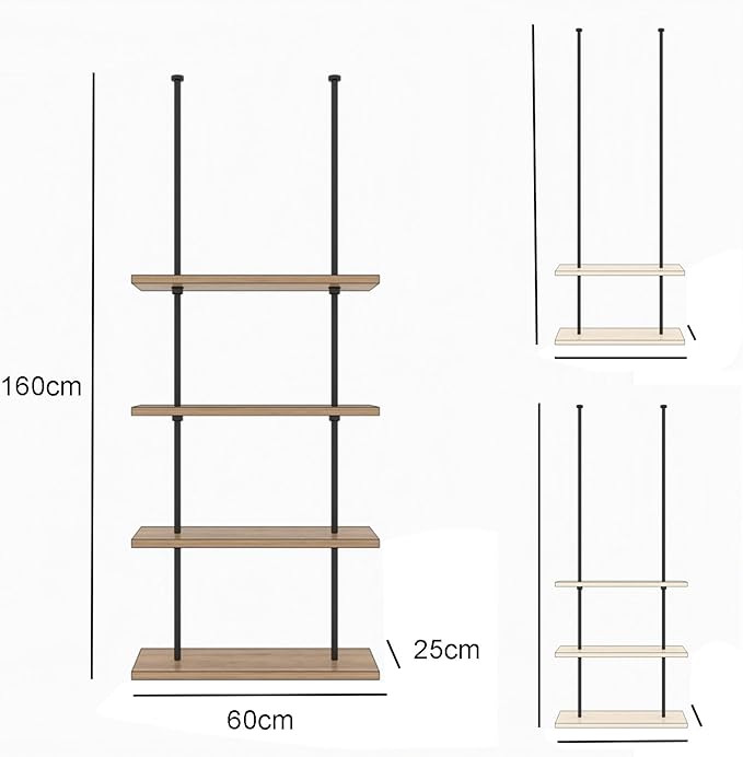 Ceiling Shelf, Ceiling Mount Storage Rack with Wooden Boards Hanging Storage Rack for Display Plants,Wine,Books, Quick Installation (Color : A, Size : 3 Layer)