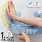 LEVERLOC Corner Shower Caddy Suction Cup, shower shelves suction cup, 2 Pack Basket Powerful Bathroom, Waterproof & Oil-proof Organizer for Kitchen, No-Drilling Removable (Blue)