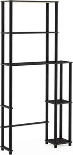 Furinno Turn-N-Tube Over The Toilet Storage, 5 Shelves Bathroom Organizer Space Saver Rack, Espresso/Black