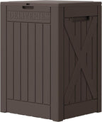 Greesum 52 Gallon Large Outdoor Package Delivery Box for Porch, Lockable Secure Double-Wall Resin Storage Box, Waterproof Deck Box for Package Protection, Brown