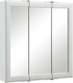 Design House Wyndham, 30 in W x 4.5 in D x 24 in H Bathroom Medicine Cabinet, Wall Mounted, 3 Mirror Doors, White, 535864-WHT