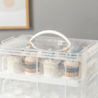 FEOOWV 3 Tier Cupcake Carrier with Lid,Holds 36 Cupcakes or 3 Large Cakes Food Transporter Container with 3 Tier Stackable Layer Insert