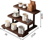 Bamboo Desktop Perfume Organizer – 3-Tier Wooden Storage Rack for Perfume, Makeup, Coffee Mugs – Natural Bamboo Display Stand for Vanity, Bathroom, Office