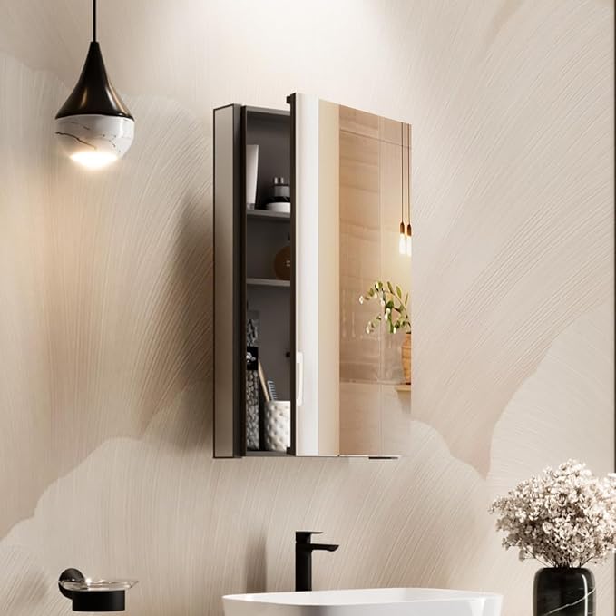 Kohler K-81144-DA1 Maxstow Frameless Surface Mount Bathroom Medicine Cabinet, 15" x 24", Dark Anodized Aluminum