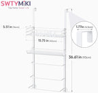 SWTYMIKI Over The Door Towel Racks for Bathroom - 5-Tier Wall Mounted Bathroom Towel Storage Organizer Holder with Metal Shelf, White