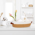 Bathroom Countertop Organizer Basket, Cotton Rope Woven Storage Basket Toilet Paper Decorative Basket for Bathroom, Bedroom, Living Room, Entryway 13"x6.3"x4.3" (Off White/Jute)