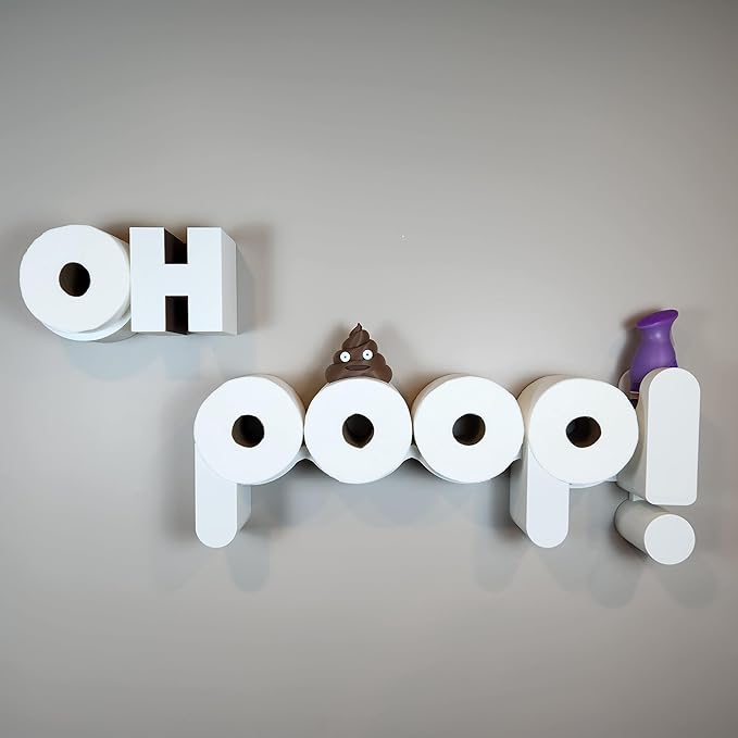 The Original Poop Toilet Paper Holder - Functional and Fun! Bathroom Wall Decor & Toilet Paper Shelf Storage Rack - Curvy P