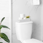 ALELION White Bathroom Basket - Wooden Toilet Tank Paper Basket with Handle for Organizing - Back of Toilet Storage Organizer for Bathroom Tank Topper Counter - White Bathroom Decor Box
