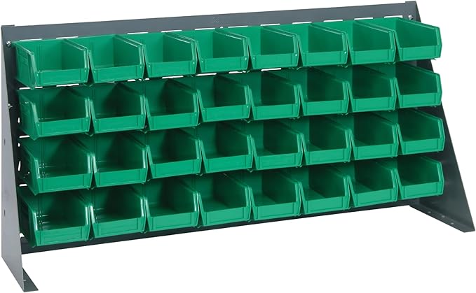 Quantum Storage Systems QBR-3619-220-32GN Ultra Bin Complete Bench Rack Package with 32 Ultra Bins, 36" x 8" x 19" , Green