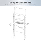 Over-The-Toilet Storage Rack, 3-Tier Bathroom Organizer Shelf Over Toilet with Adjustable Shelf and Basket, Freestanding Space Saver Bathroom Shelves Above Toilet for Room