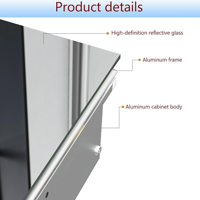 28x28 inch Medicine Cabinet Mirror with Storage, Aluminum Surface Mount or Recessed Medicine Cabinet with Adjustable Shelves for Bathroom Bedroom