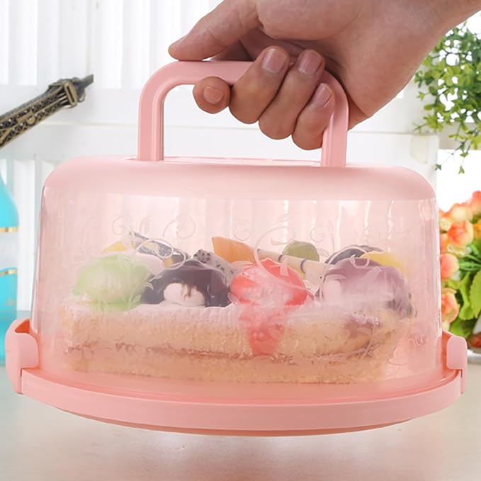 Cake Carrier/Storage Container With Server Clear Dome Cake Transport Container 26x22x12.5cm, Airtight Reusable Cakes Carrier With Handle For Party Travel, Spill-Proof Dustproof Food Storage Box