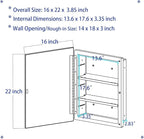 Plastic Bathroom Medicine Cabinet with Framed Mirror 16 x 22 inch, Surface and Recessed Mount